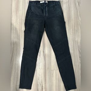 Lace up fly Gap true skinny jeans in distressed black